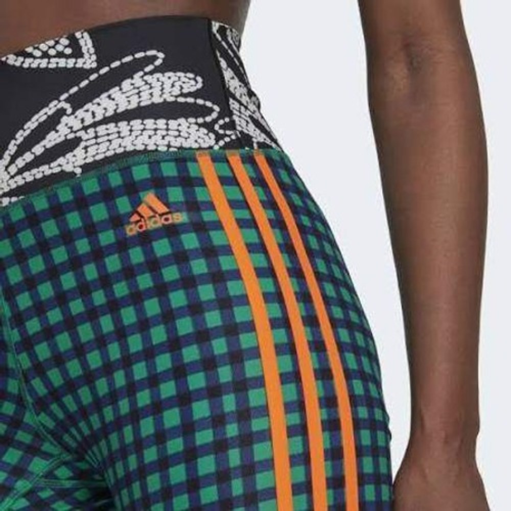 adidas x FARM Rio High-Waisted Tropical Sportcore Bike Shorts Womens Size XS ECO